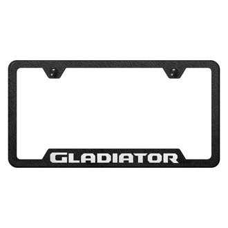 Autogold® - Rugged Black License Plate Frame with Laser Etched Gladiator Logo and Cut-Out