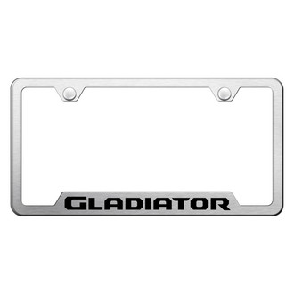 Autogold® - Brushed License Plate Frame with Laser Etched Gladiator Logo and Cut-Out