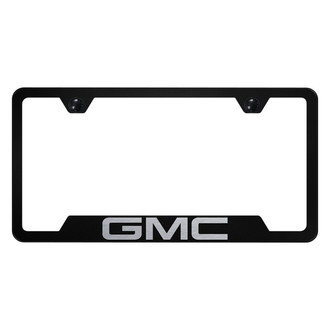 Autogold® - Black License Plate Frame with Laser Etched GMC Logo and Cut-Out