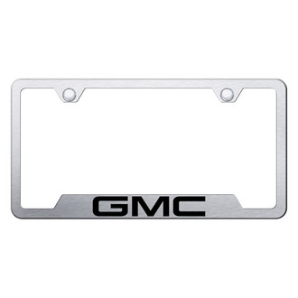 Autogold® - Brushed License Plate Frame with Laser Etched GMC Logo and Cut-Out
