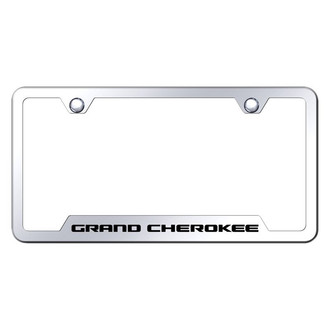 Autogold® - Chrome License Plate Frame with Laser Etched Grand Cherokee Logo and Cut-Out