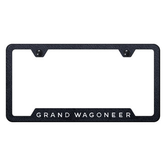 Autogold® - Rugged Black License Plate Frame with Laser Etched Grand Wagoneer Logo and Cut-Out