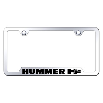 Autogold® - Chrome License Plate Frame with Laser Etched Hummer H2 Logo and Cut-Out