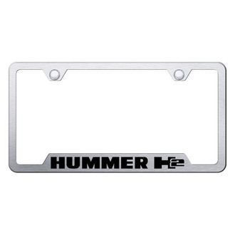 Autogold® - Brushed License Plate Frame with Laser Etched Hummer H2 Logo and Cut-Out