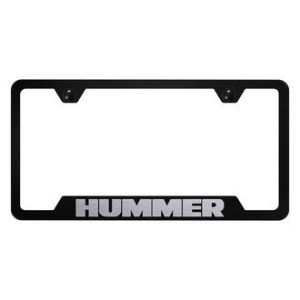 Autogold® - Black License Plate Frame with Laser Etched Hummer Logo and Cut-Out