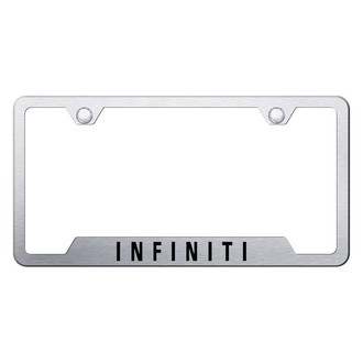 Autogold® - Brushed License Plate Frame with Laser Etched Infiniti Logo and Cut-Out