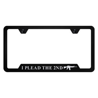Autogold® - Black License Plate Frame with Laser Etched I Plead The 2nd Logo and Cut-Out