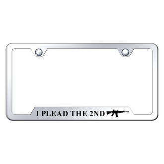 Autogold® - Chrome License Plate Frame with Laser Etched I Plead The 2nd Logo and Cut-Out