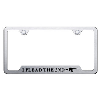 Autogold® - Brushed License Plate Frame with Laser Etched I Plead The 2nd Logo and Cut-Out