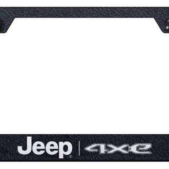 Autogold® - Rugged Black License Plate Frame with Laser Etched Jeep 4xe Logo and Cut-Out
