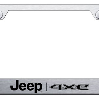 Autogold® - Brushed License Plate Frame with Laser Etched Jeep 4xe Logo and Cut-Out