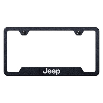 Autogold® - Rugged Black License Plate Frame with Laser Etched Jeep Logo and Cut-Out