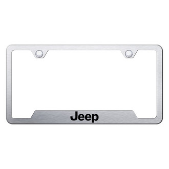 Autogold® - Brushed License Plate Frame with Laser Etched Jeep Logo and Cut-Out