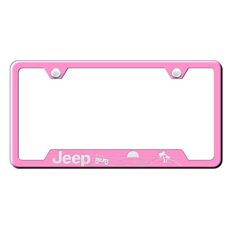 Autogold® - Pink License Plate Frame with Laser Etched Jeep Beach Logo and Cut-Out