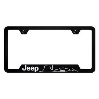 Autogold® - License Plate Frame with Laser Etched Jeep Desert Logo and Cut-Out