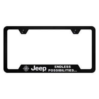 Autogold® - Black License Plate Frame with Laser Etched Jeep Endless Logo and Cut-Out
