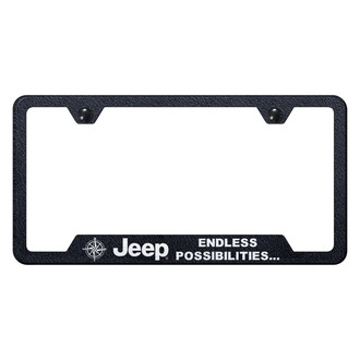 Autogold® - Rugged Black License Plate Frame with Laser Etched Jeep Endless Logo and Cut-Out