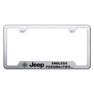 Autogold® - Brushed License Plate Frame with Laser Etched Jeep Endless Logo and Cut-Out