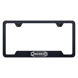 Autogold® - Rugged Black License Plate Frame with Laser Etched Longhorn Limited Edition Logo and Cut-Out