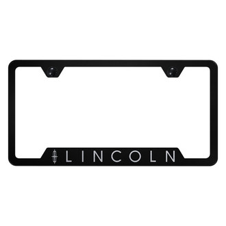 Autogold® - Black License Plate Frame with Laser Etched Lincoln Logo and Cut-Out