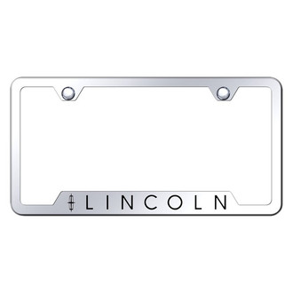 Autogold® - Chrome License Plate Frame with Laser Etched Lincoln Logo and Cut-Out