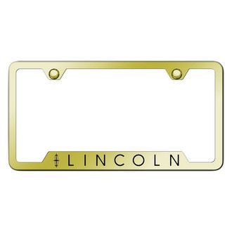 Autogold® - Gold License Plate Frame with Laser Etched Lincoln Logo and Cut-Out