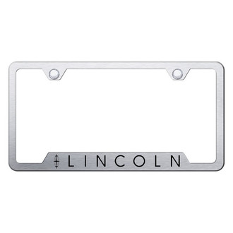 Autogold® - Brushed License Plate Frame with Laser Etched Lincoln Logo and Cut-Out