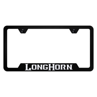 Autogold® - Black License Plate Frame with Laser Etched Longhorn Logo and Cut-Out