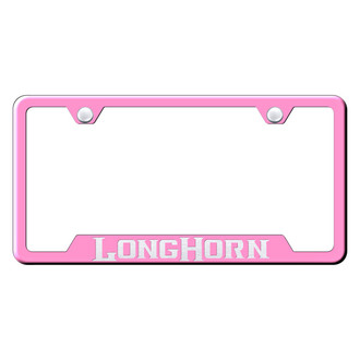 Autogold® - Pink License Plate Frame with Laser Etched Longhorn Logo and Cut-Out