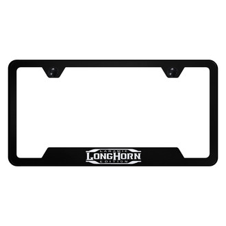Autogold® - Black License Plate Frame with Laser Etched Longhorn Laramie Logo and Cut-Out