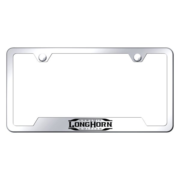 Autogold® - License Plate Frame with Laser Etched Longhorn Laramie Logo and Cut-Out
