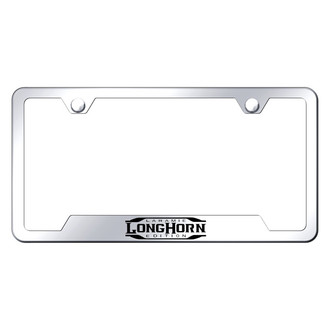Autogold® - Chrome License Plate Frame with Laser Etched Longhorn Laramie Logo and Cut-Out