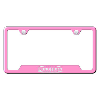 Autogold® - Pink License Plate Frame with Laser Etched Longhorn Laramie Logo and Cut-Out