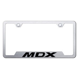 Autogold® - Brushed License Plate Frame with Laser Etched MDX Logo and Cut-Out