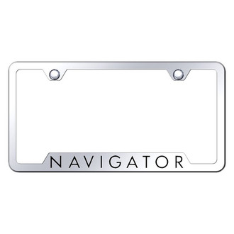 Autogold® - Chrome License Plate Frame with Laser Etched Navigator Logo and Cut-Out