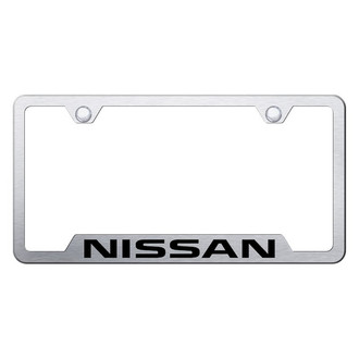 Autogold® - Brushed License Plate Frame with Laser Etched Nissan Logo and Cut-Out
