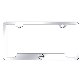 Autogold® - Chrome License Plate Frame with Laser Etched Nissan New Logo and Cut-Out
