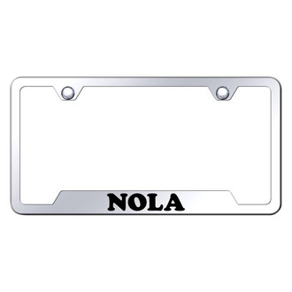 Autogold® - Chrome License Plate Frame with Laser Etched NOLA Logo and Cut-Out