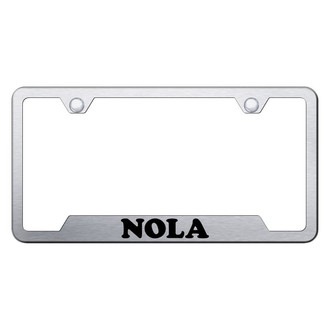 Autogold® - Brushed License Plate Frame with Laser Etched NOLA Logo and Cut-Out
