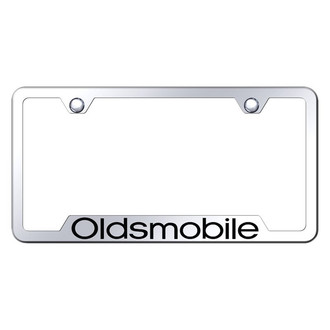 Autogold® - Chrome License Plate Frame with Laser Etched Oldsmobile Logo and Cut-Out