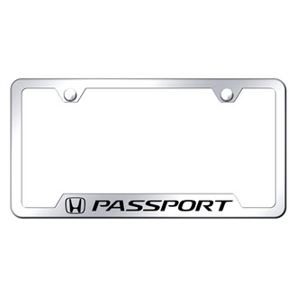 Autogold® - Chrome License Plate Frame with Laser Etched Passport Logo and Cut-Out