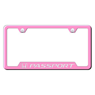 Autogold® - Pink License Plate Frame with Laser Etched Passport Logo and Cut-Out