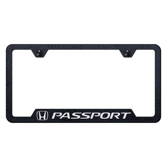 Autogold® - Rugged Black License Plate Frame with Laser Etched Passport Logo and Cut-Out
