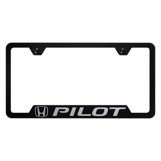 Autogold® - Black License Plate Frame with Laser Etched Pilot Logo and Cut-Out