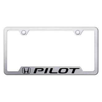 Autogold® - Brushed License Plate Frame with Laser Etched Pilot Logo and Cut-Out