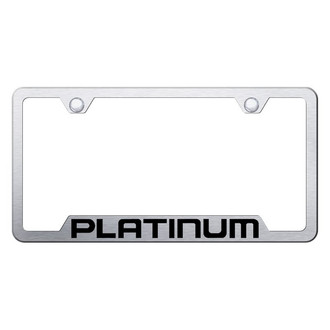 Autogold® - Brushed License Plate Frame with Laser Etched Platinum Logo and Cut-Out