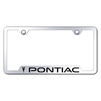 Autogold® - Chrome License Plate Frame with Laser Etched Pontiac Logo and Cut-Out