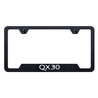 Autogold® - Rugged Black License Plate Frame with Laser Etched QX30 Logo and Cut-Out