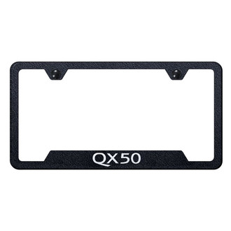 Autogold® - Rugged Black License Plate Frame with Laser Etched QX50 Logo and Cut-Out