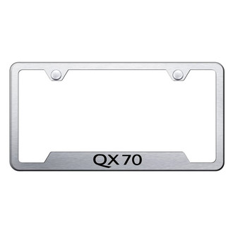 Autogold® - Brushed License Plate Frame with Laser Etched QX70 Logo and Cut-Out